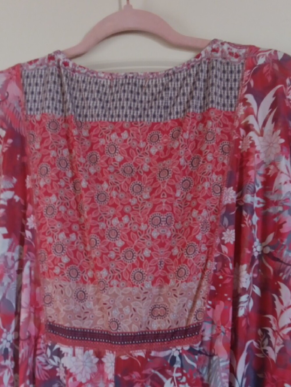 ONE WORLD Floral Tie-Front Blouse in Coral and Pink - Picture 6 of 6